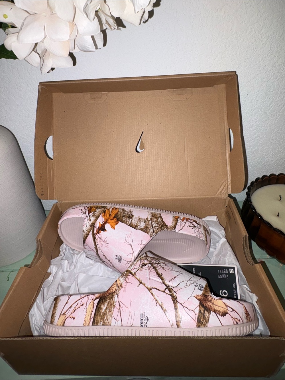 Nike Calm RealTree Slides 🌸 Pink Camo | Women’s Sz 6 | NWT